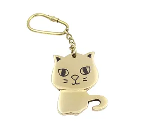 Brelok do kluczy Kotek KRT4 z karabińczykiem, mosiężny