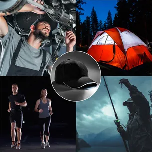 Czapka LED z daszkiem dla biegacza – latarka sportowa