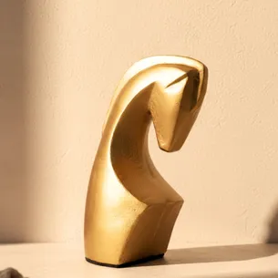 Figurka dekoracyjna Głowa Konia Dante metalowa w kolorze mosiężnym 22 cm