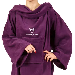 Kocyko-szlafrok Super Mama śliwkowy Froster – prezent dla mamy na urodziny