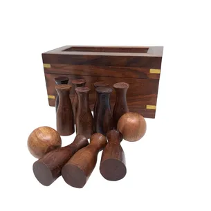 Mini kręgle na biurko SE08 – zestaw w drewnianym pudełku