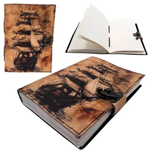 Notes skórzany marynistyczny z żaglowcem retro AH11 – prezent dla żeglarza