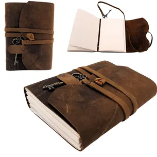 Notes skórzany retro z kluczykiem i paskiem 200 stron 18 × 13 cm AH02