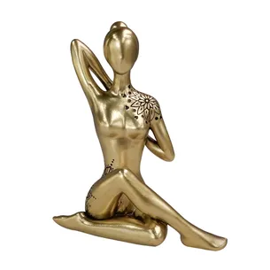 Yoga złota figurka dekoracyjna z polyresinu 12,8 x 6,5 x 15,8 cm 42721Y2