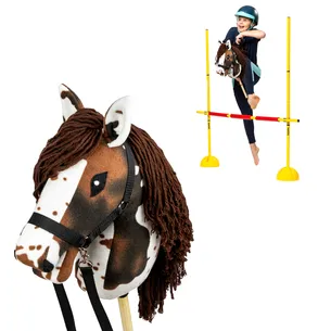 Zestaw Skippi Hobby Horse gniady srokaty z przeszkodą do skakania 135 cm