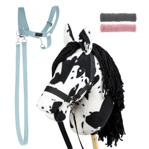 Zestaw Skippi Hobby Horse Karo srokaty + kantar błękitny