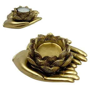 Złoty świecznik glamour na tealight Dłoń 311FJZ