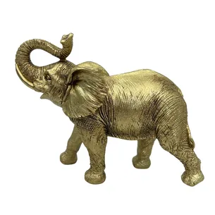 Złoty słoń z uniesioną trąbą – figurka dekoracyjna 141FJZ