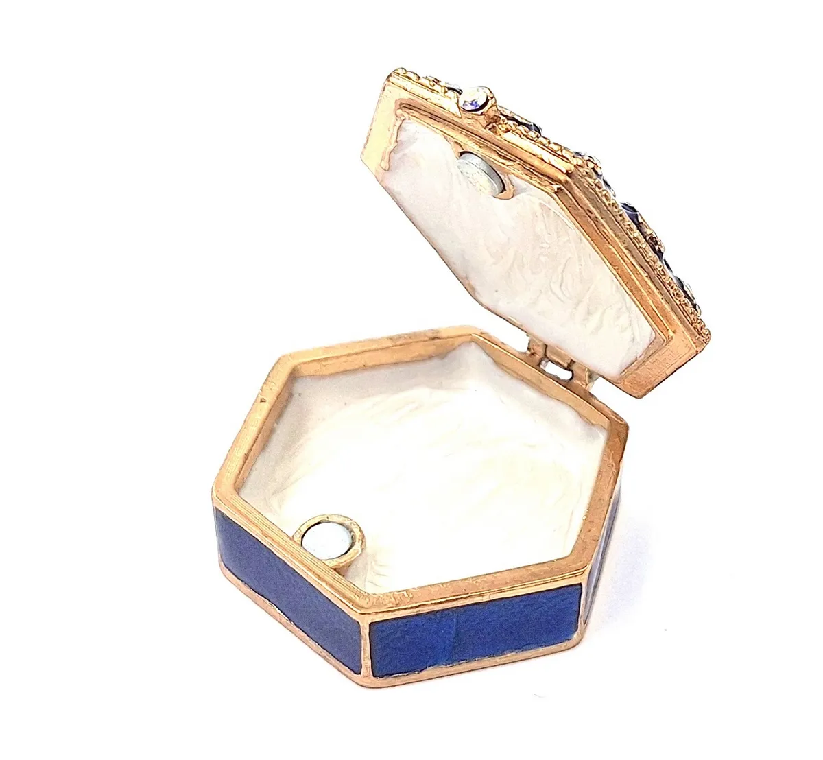 Bogato zdobione metalowe pudełeczko prezentowe z kryształkami B0035-08BL