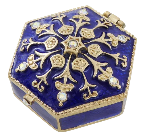 Bogato zdobione metalowe pudełeczko prezentowe z kryształkami B0035-08BL