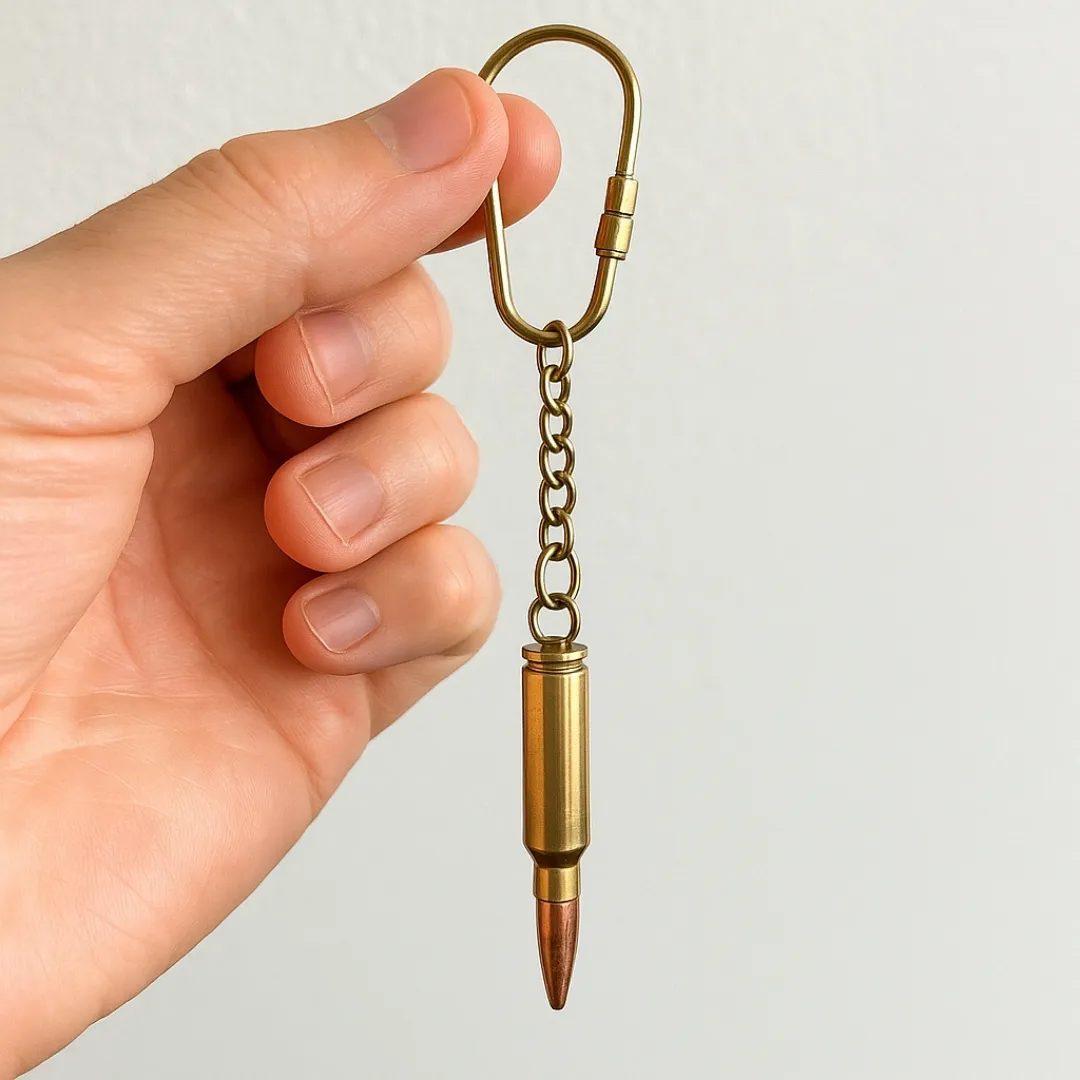 Brelok do kluczy Nabój KRT18 z karabińczykiem mosiężny