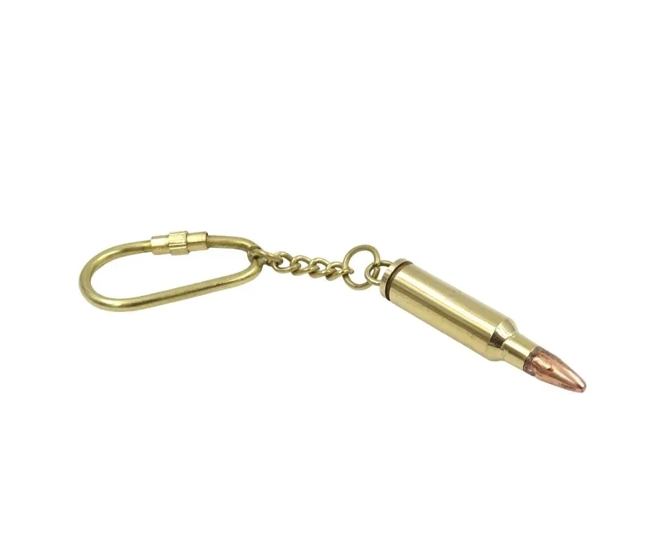 Brelok do kluczy Nabój KRT18 z karabińczykiem mosiężny