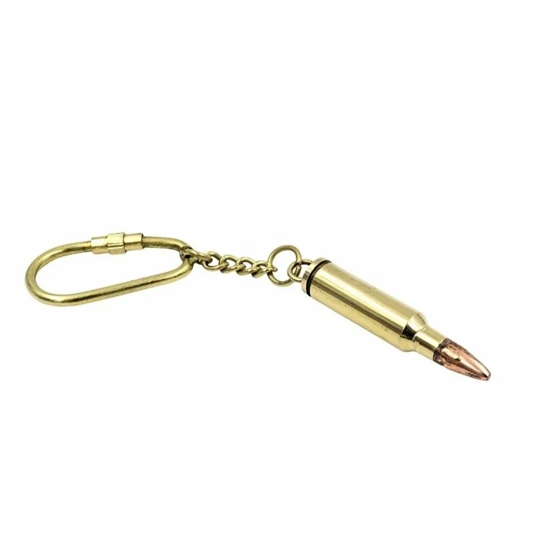 Brelok do kluczy Nabój KRT18 z karabińczykiem mosiężny