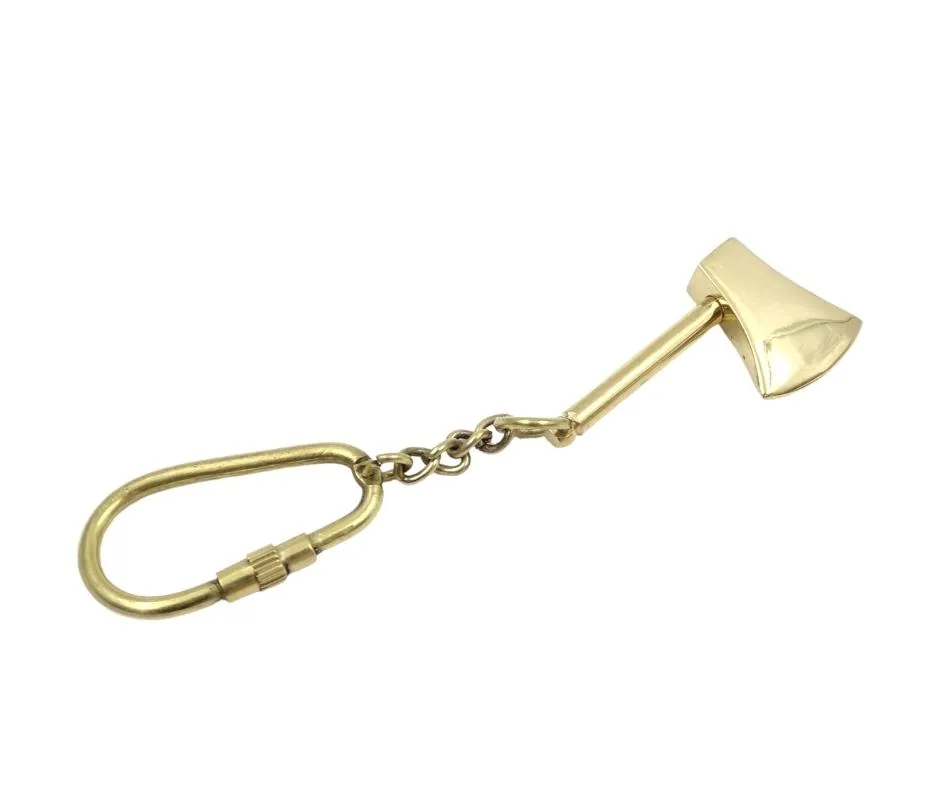 Brelok do kluczy Siekiera KRT27 z mosiądzu, złoty
