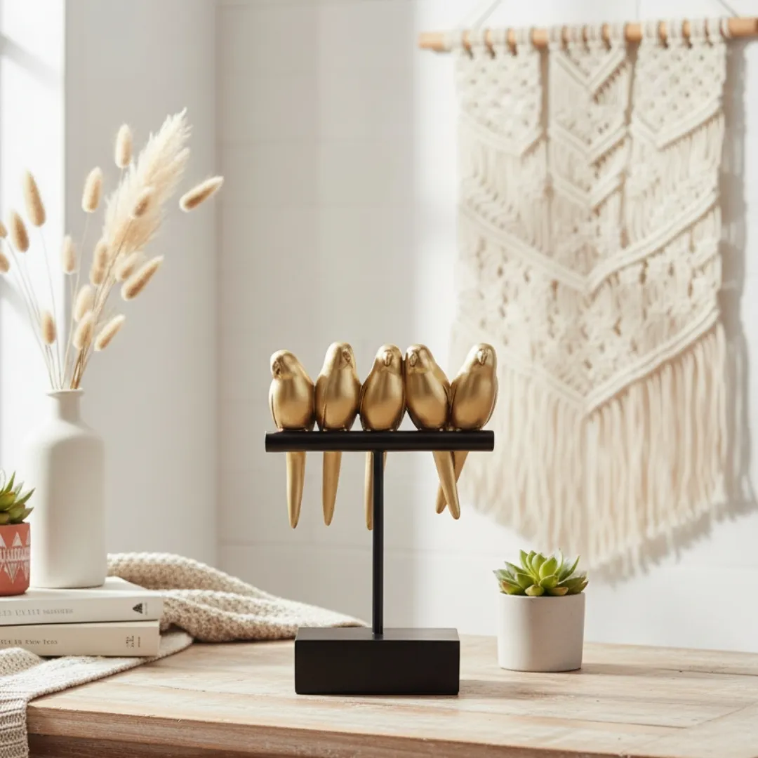 Dekoracja Ptaszki 44186FJZ glamour złoto-czarna