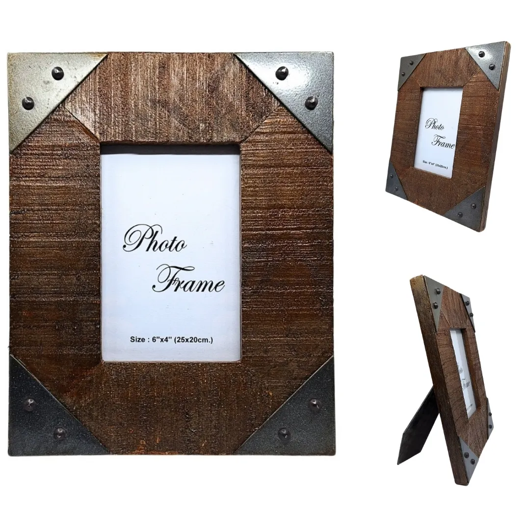 Drewniana ramka na zdjęcia 10x15 cm vintage z drewna mango