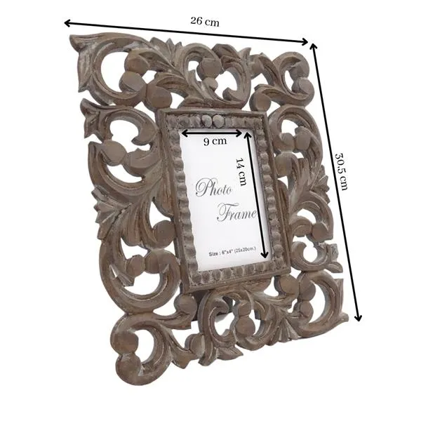 Drewniana ramka na zdjęcia 10x15 orientalna z mangowca boho 29727