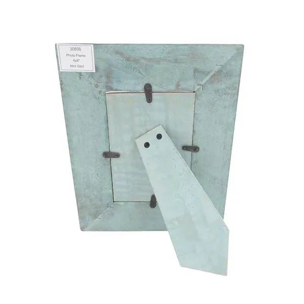 Drewniana ramka na zdjęcie złoto-mięta 15x10 cm 30898