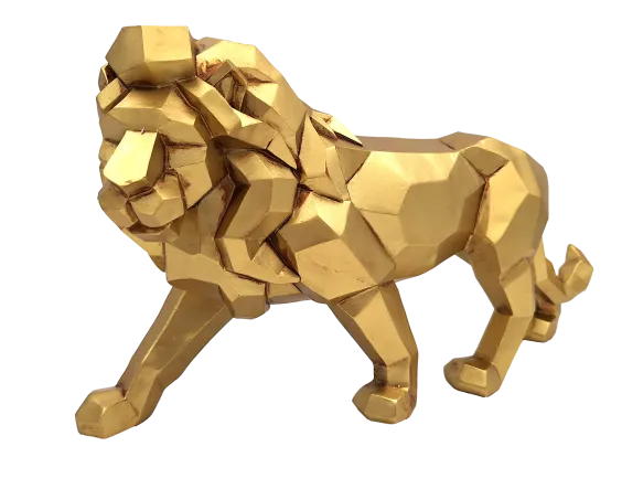 Duża figurka złoty lew 43 cm z podstawką 43477Y2