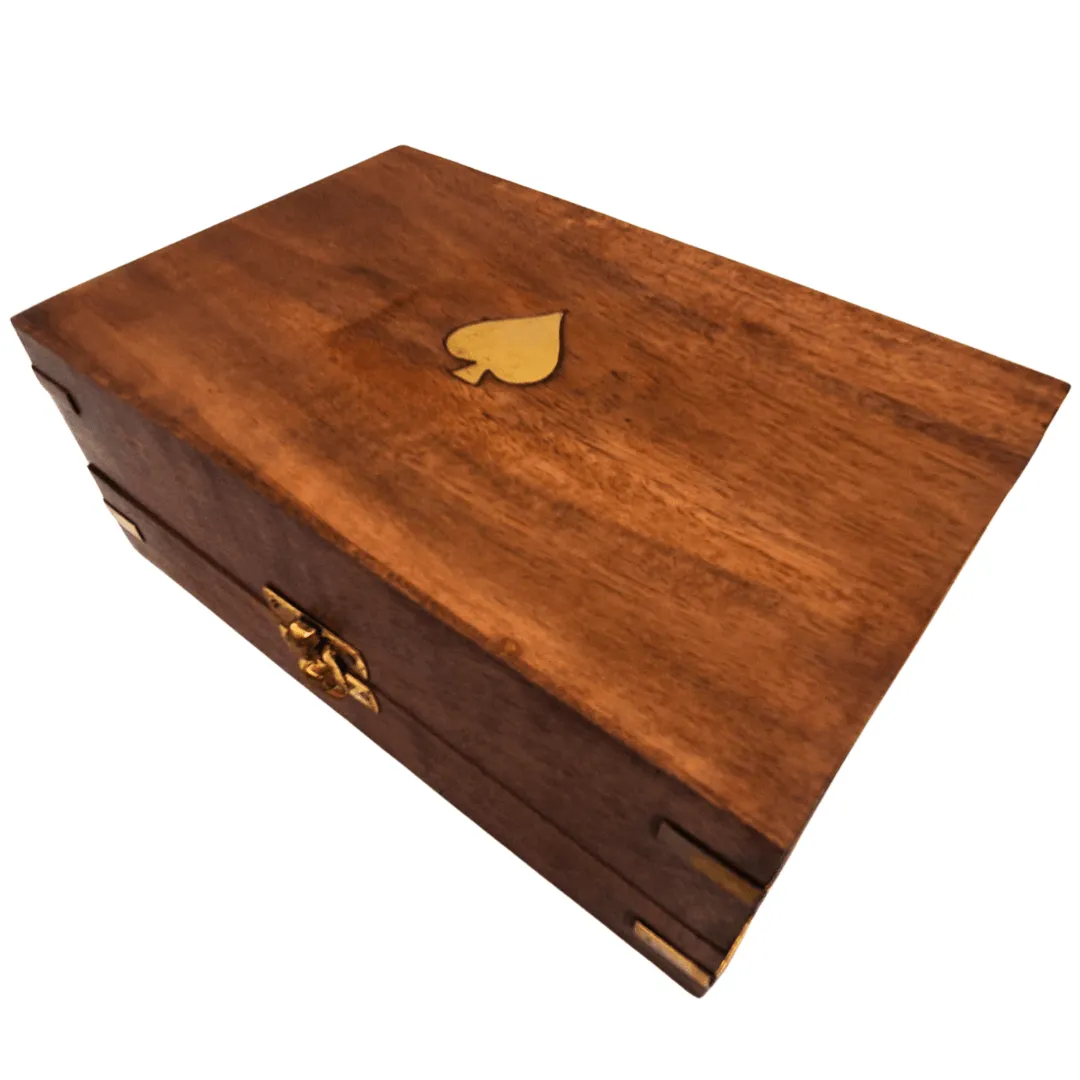 Elegancki zestaw do pokera w drewnianym pudełku 100 żetonów DNU-102