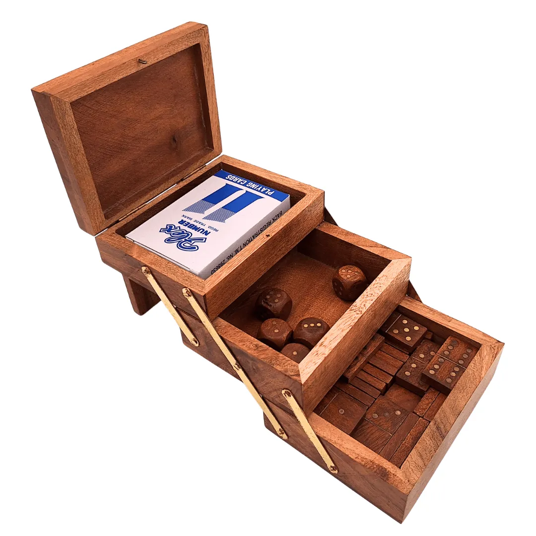 Elegancki zestaw gier 3w1 DNU-101: karty, kości i domino