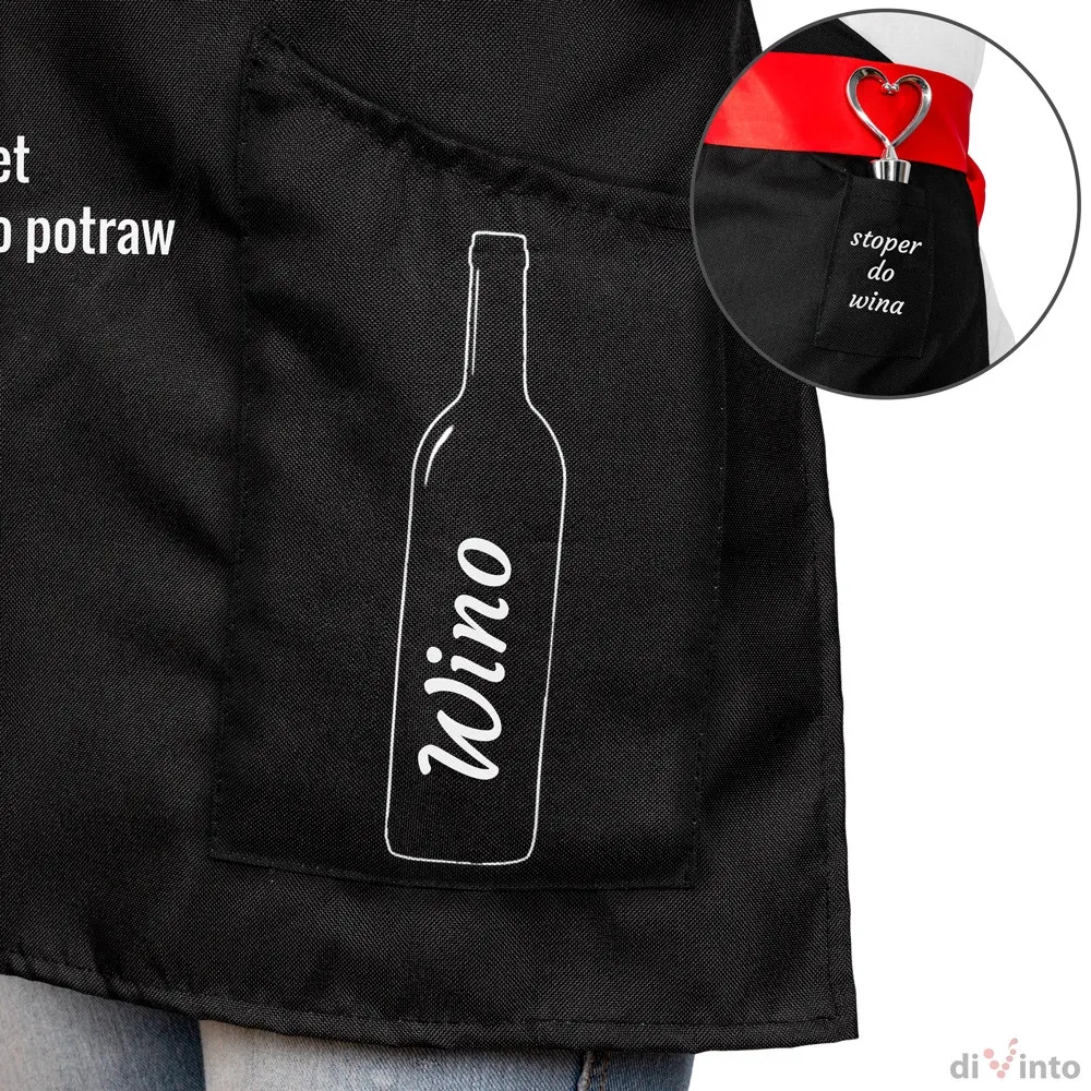 Fartuszek dla gotującej kobiety „Gotuję z winem” diVinto