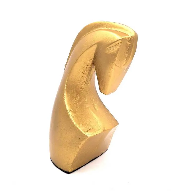 Figurka dekoracyjna Głowa Konia Dante metalowa w kolorze mosiężnym 22 cm