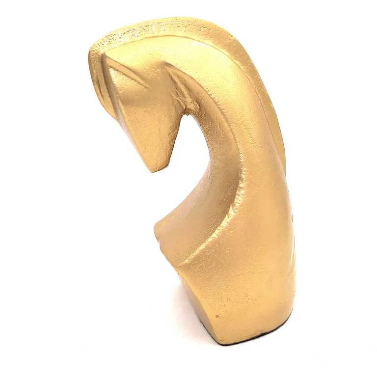 Figurka dekoracyjna Głowa Konia Dante metalowa w kolorze mosiężnym 22 cm