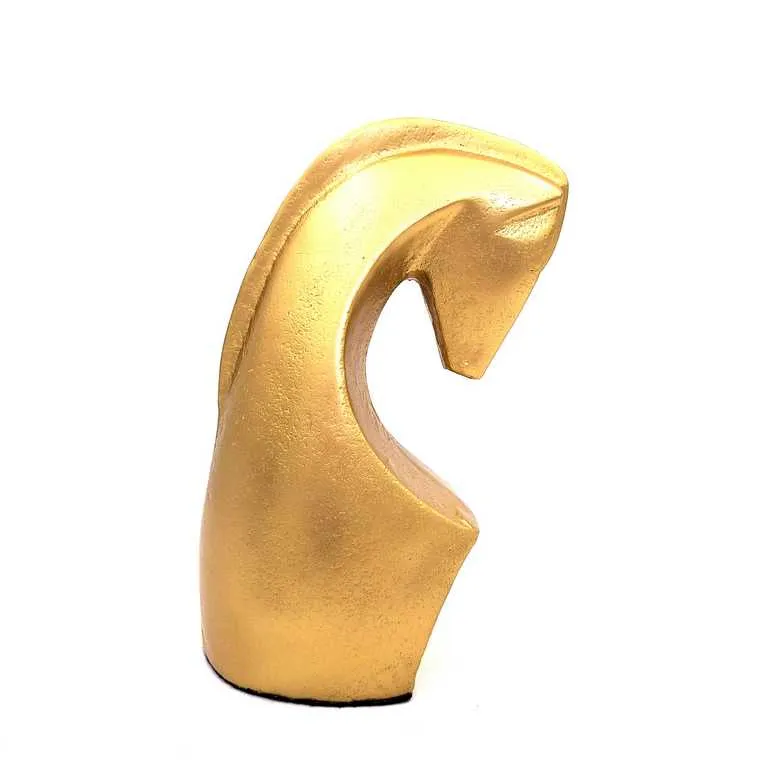 Figurka dekoracyjna Głowa Konia Dante metalowa w kolorze mosiężnym 22 cm