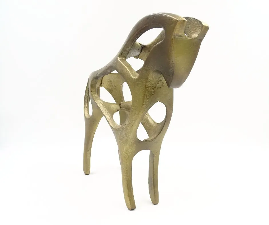 Figurka dekoracyjna Koń Amber aluminiowa w kolorze mosiężnym 38 cm