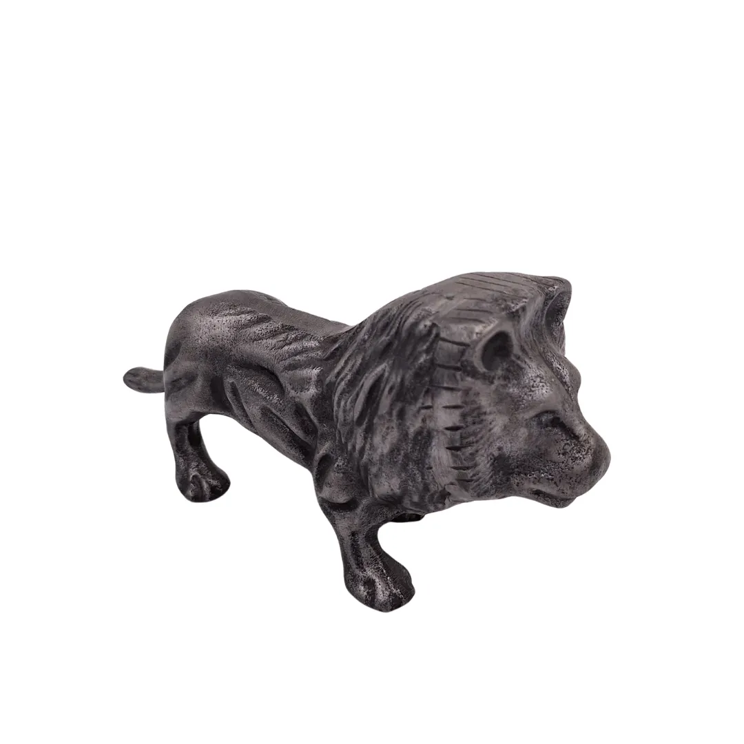 Figurka dekoracyjna lew LEO srebrna z aluminium 24 x 7 x 15 cm
