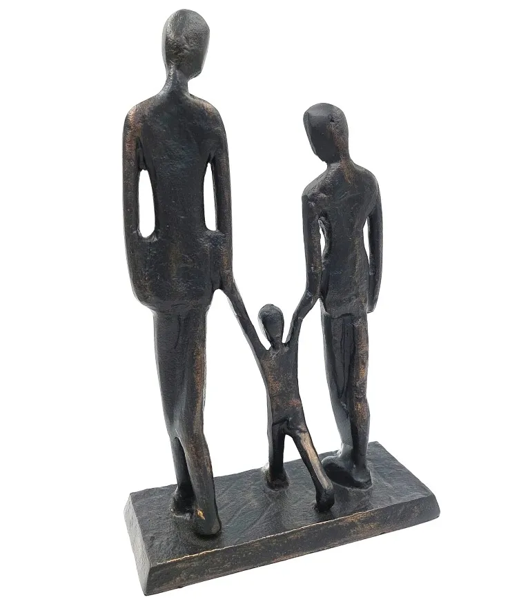 Figurka dekoracyjna Rodzina z dzieckiem DI-FIG-022 czarna metalowa