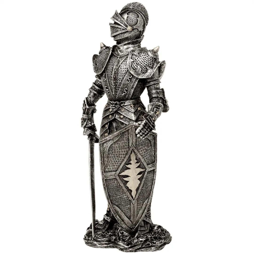 Figurka dekoracyjna rycerz w srebrnej zbroi 30 cm MC-23053