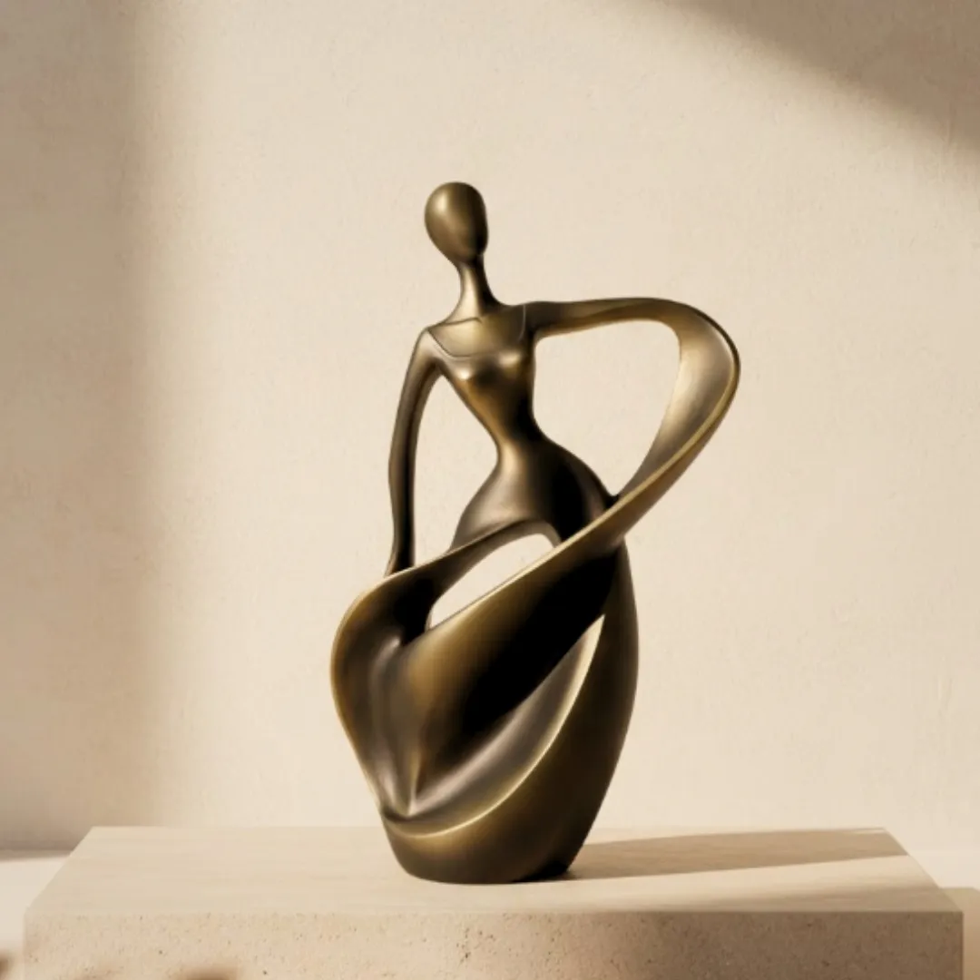 Figurka tancerka 24 cm – nowoczesna dekoracja abstrakcyjna, antyczne złoto E44446