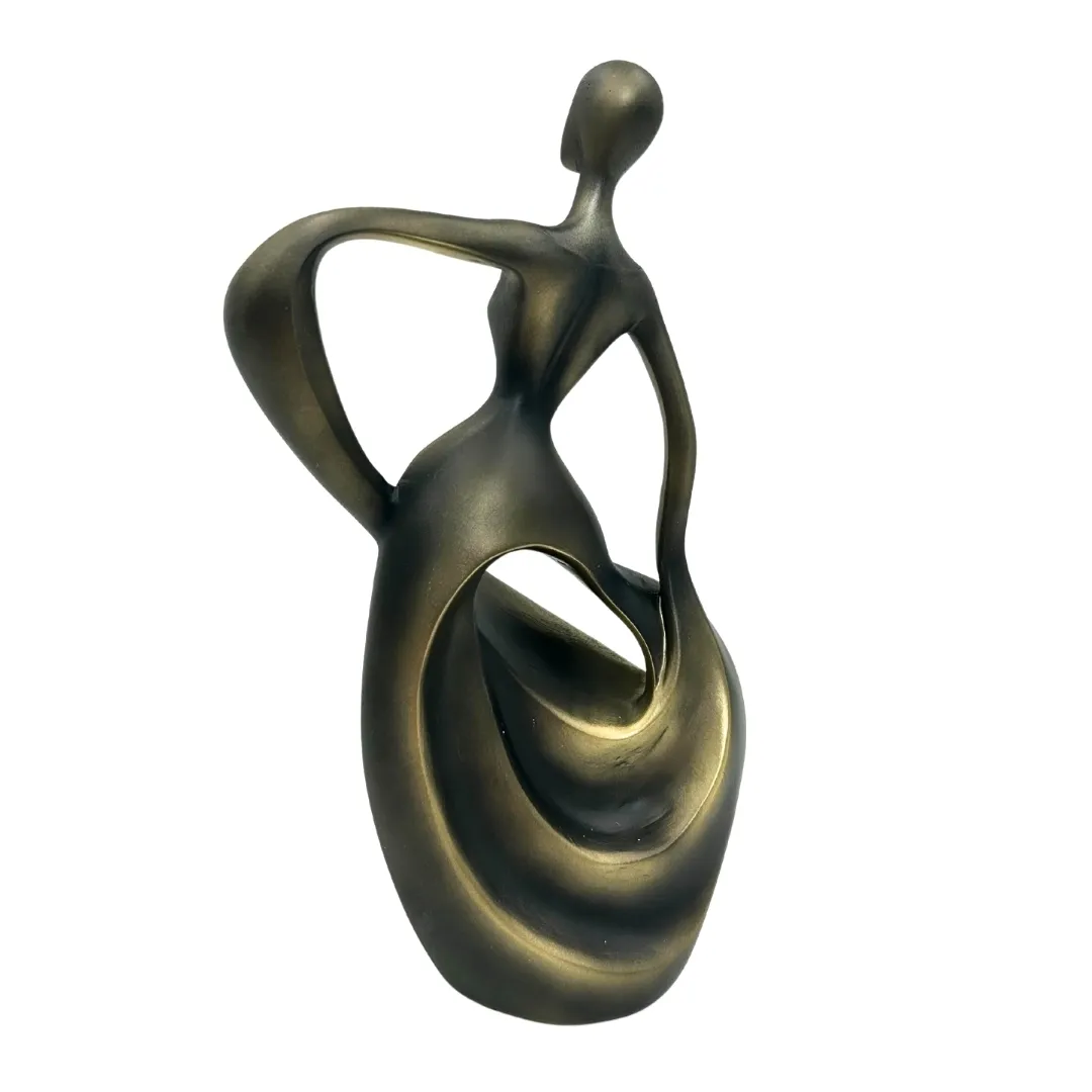 Figurka tancerka 24 cm – nowoczesna dekoracja abstrakcyjna, antyczne złoto E44446