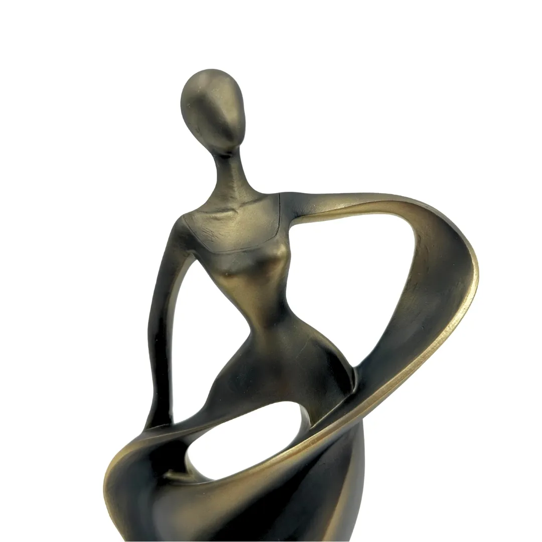 Figurka tancerka 24 cm – nowoczesna dekoracja abstrakcyjna, antyczne złoto E44446