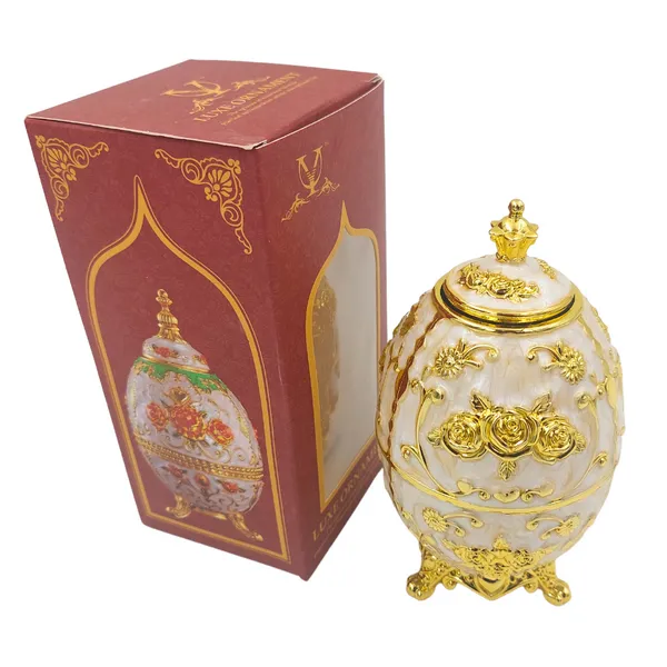 Jajo Fabergé HRWG – replika biało-złota z motywem róży