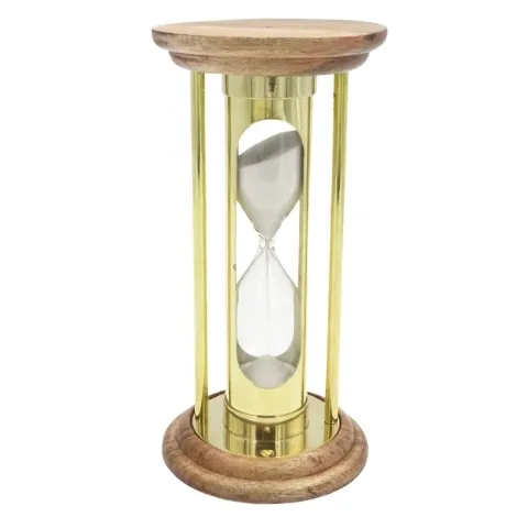 Klepsydra mosiężna drewniana 5 min w stylu retro NC3031
