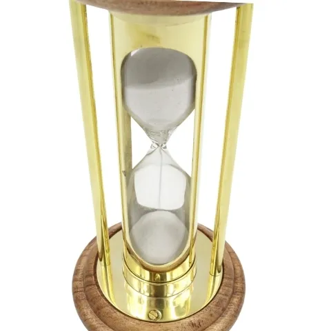 Klepsydra mosiężna drewniana 5 min w stylu retro NC3031