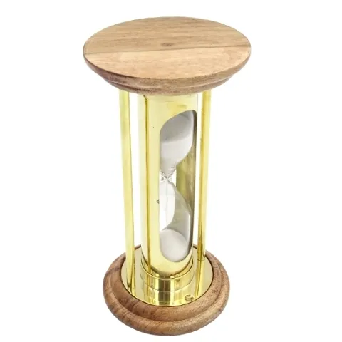 Klepsydra mosiężna drewniana 5 min w stylu retro NC3031