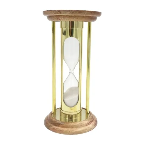 Klepsydra mosiężna drewniana 5 min w stylu retro NC3031