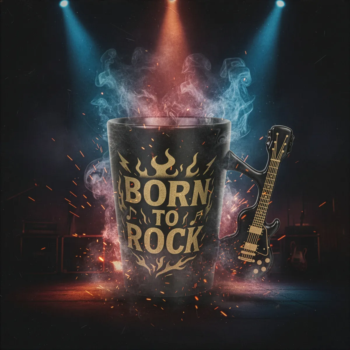 Kubek Gitara Elektryczna Single Cut, czarny matowy rockowy - Froster