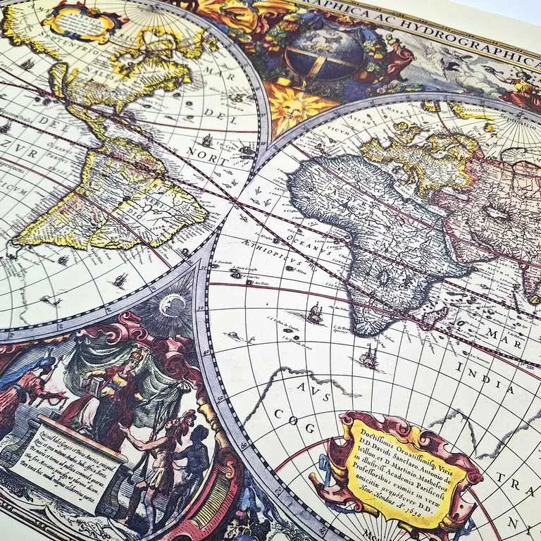 Mapa świata 1630 (Hendrik Hondius) – reprint M1630, prezent dla historyka