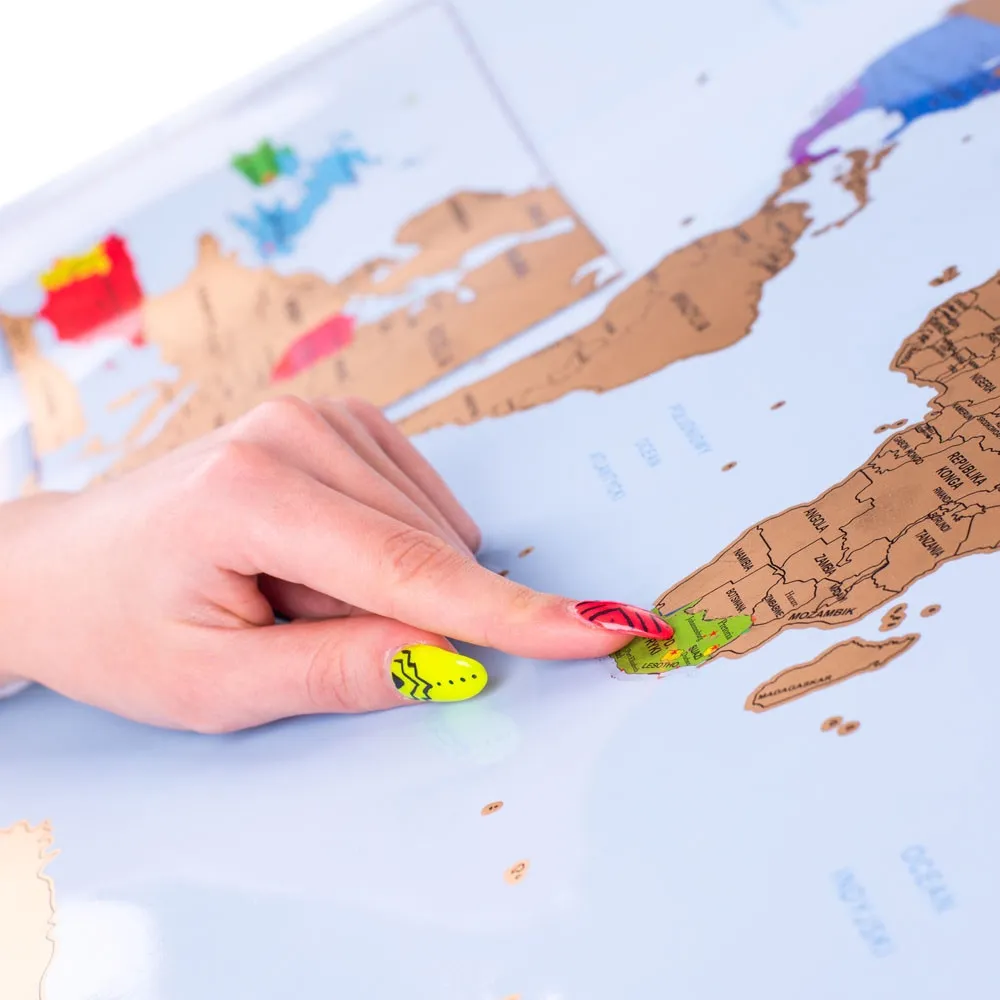 Mapa Odkrywcy Świat PL – mapa zdrapka podróżnika na prezent Froster