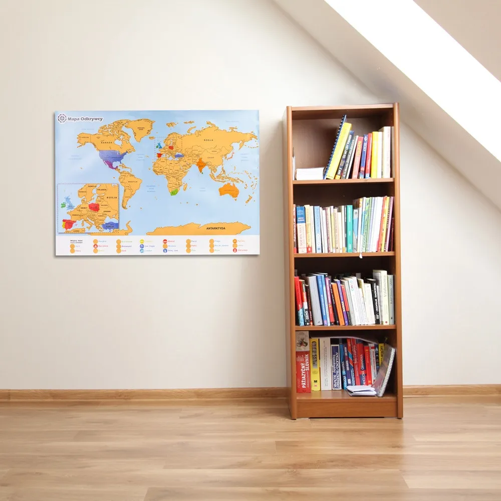 Mapa Odkrywcy Świat PL – mapa zdrapka podróżnika na prezent Froster