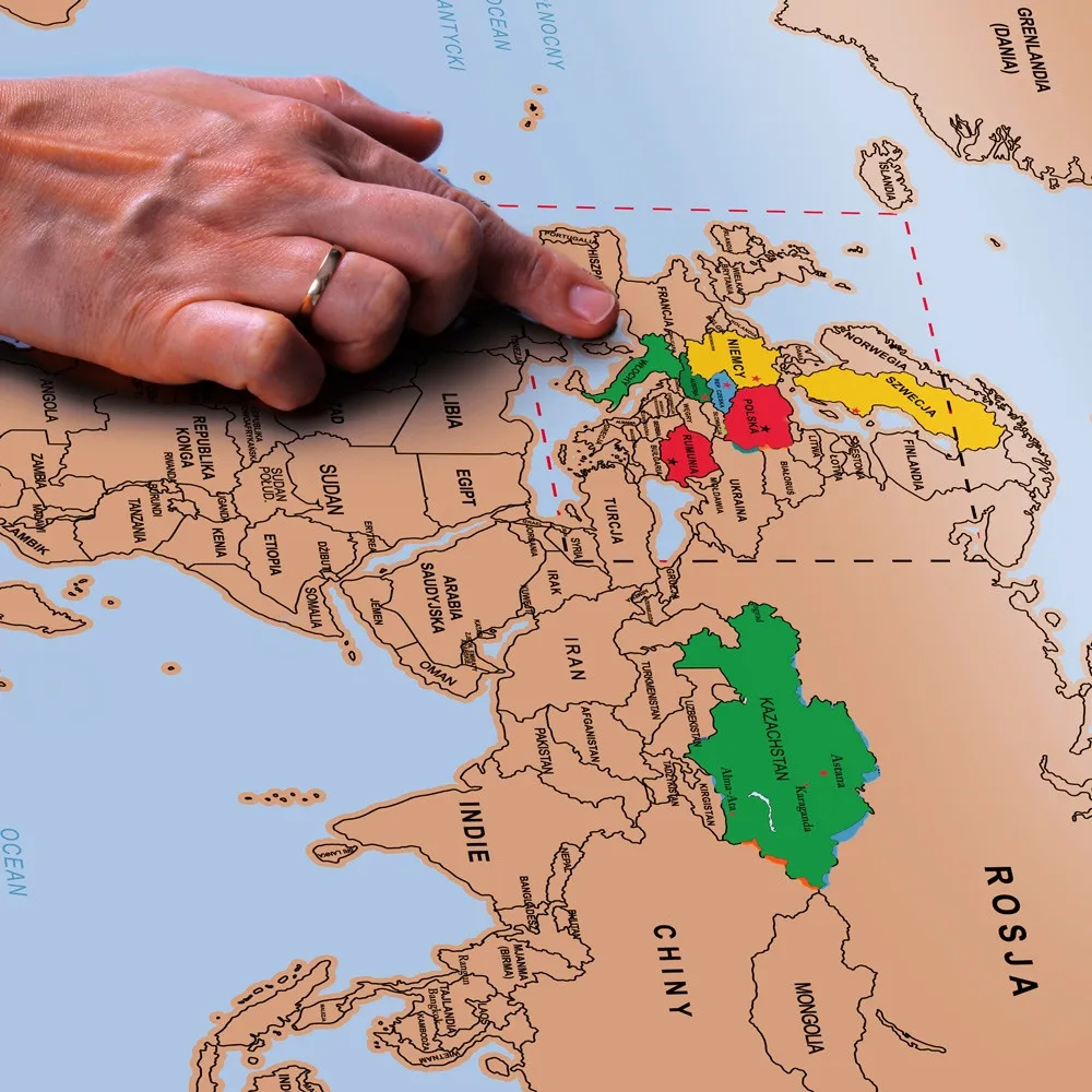 Mapa Odkrywcy Świat PL – mapa zdrapka podróżnika na prezent Froster