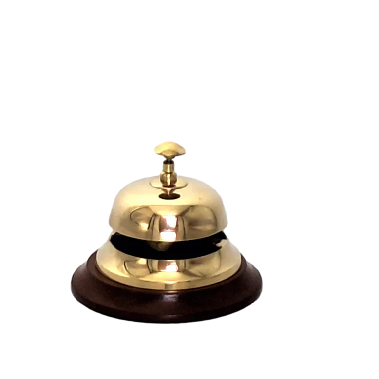 Mosiężny gong hotelowy na drewnianej podstawie TB27/4