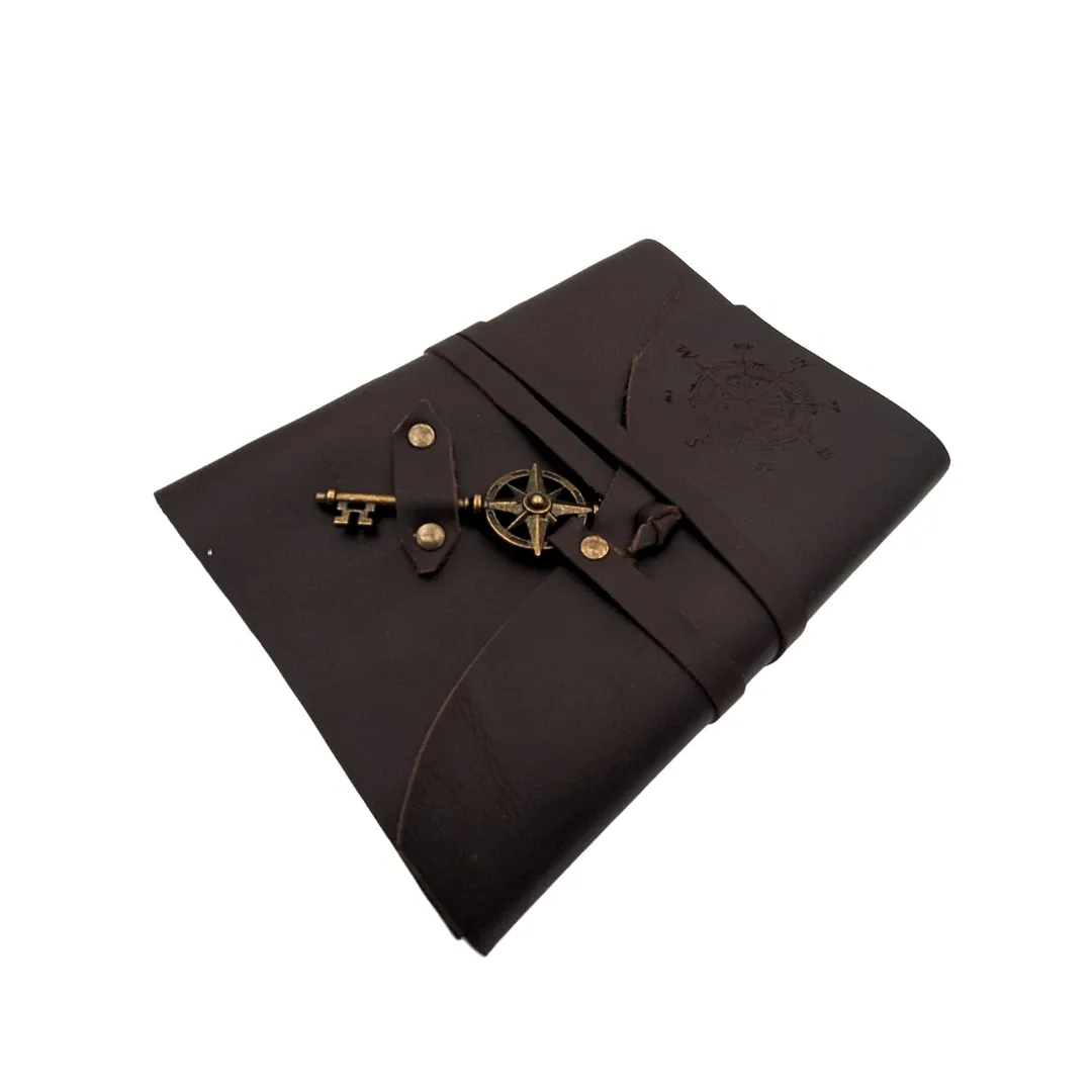 Notes skórzany retro Róża Wiatrów 200 stron – prezent dla żeglarza AH03