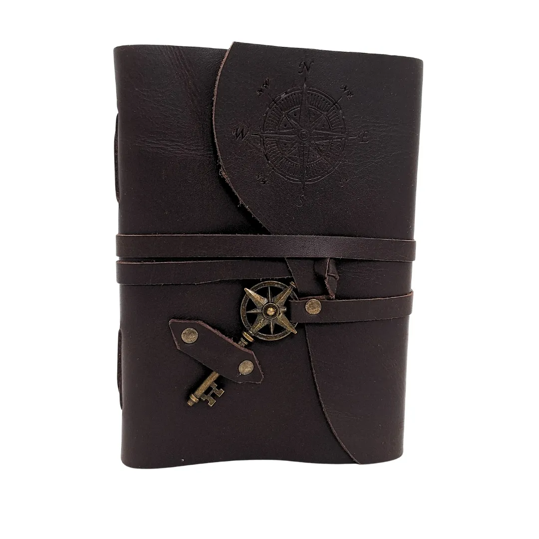 Notes skórzany retro Róża Wiatrów 200 stron – prezent dla żeglarza AH03
