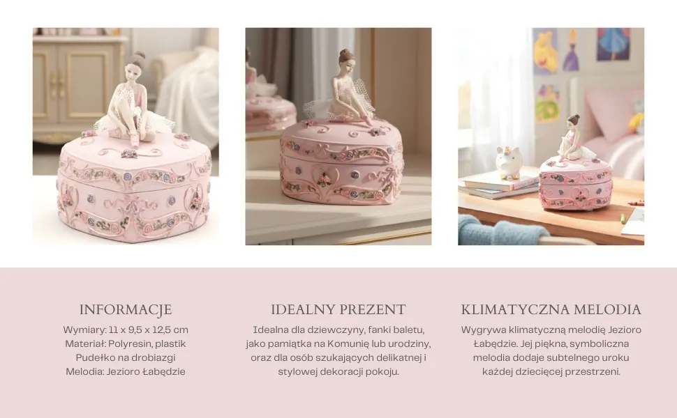 Pozytywka pudełeczko serce z baletnicą Jezioro Łabędzie – MP-19031
